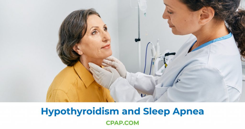 Woman being tested by a doctor for hypothyroidism and it's connection to sleep apnea