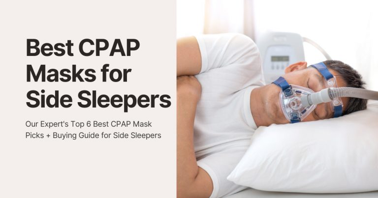Man wearing a cpap mask sleeping on his side