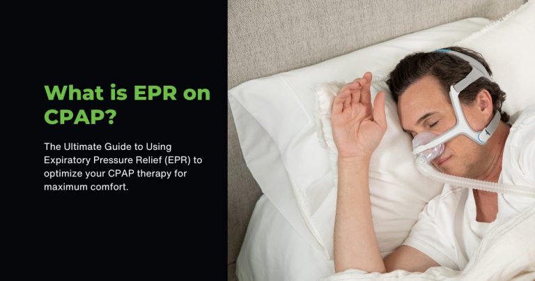 Man sleeping with CPAP enjoying EPR comfort settings