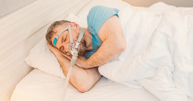 Man sleeping with a clean CPAP after he realized he needed to clean it more often