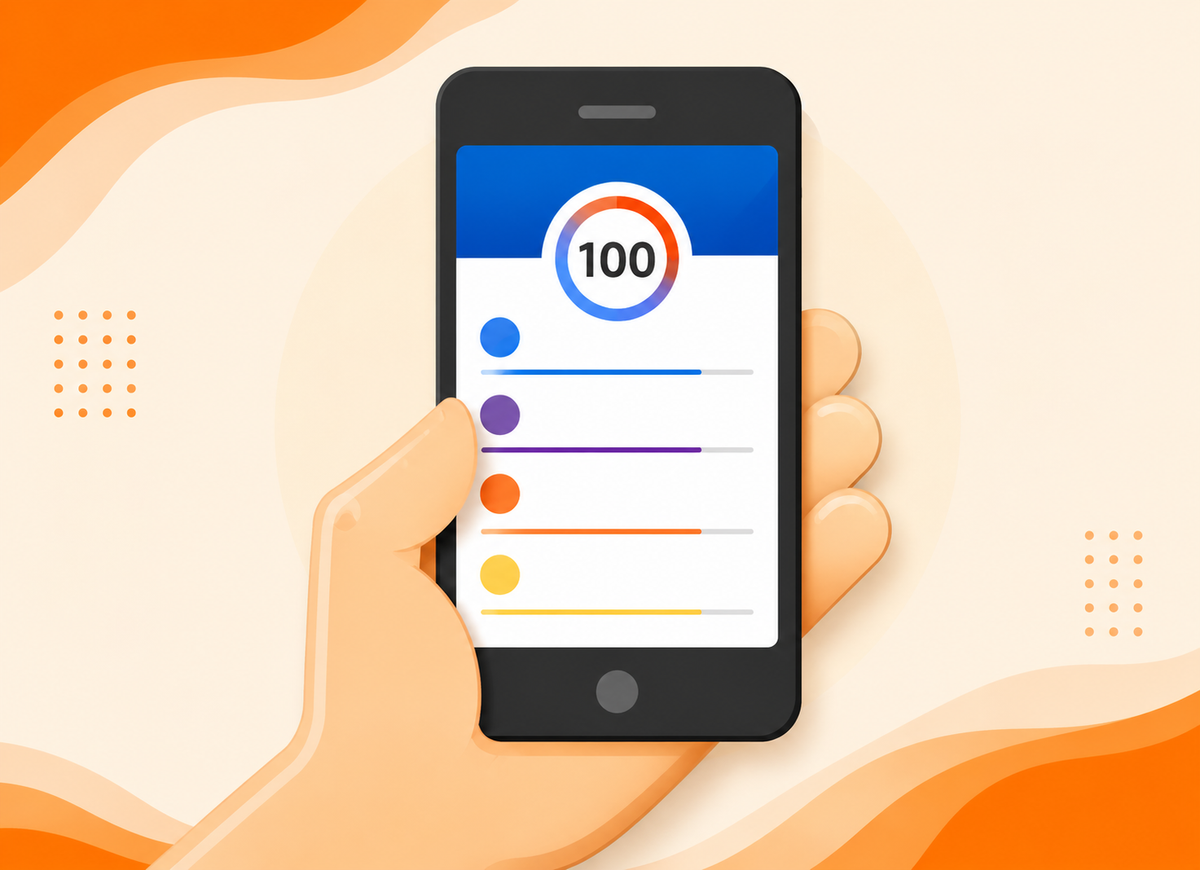 Illustration of a smiling woman showing off her 100 myAir score from the myAir dashboard.