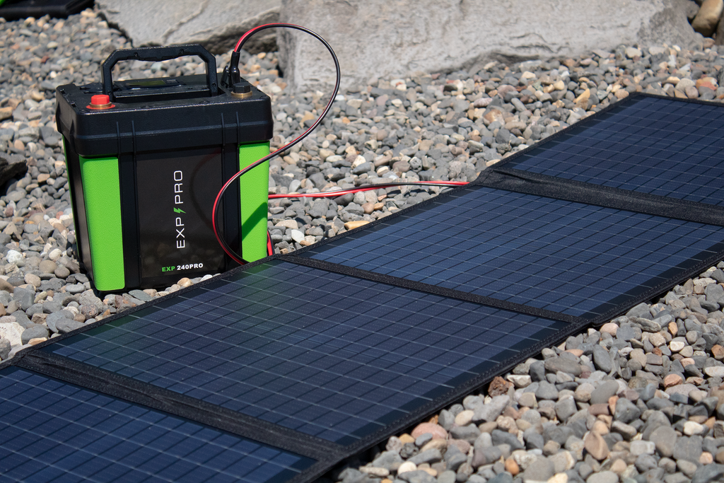 EXP240PRO 786 Wh CPAP Battery + 100 Watt Solar Panel Bundle