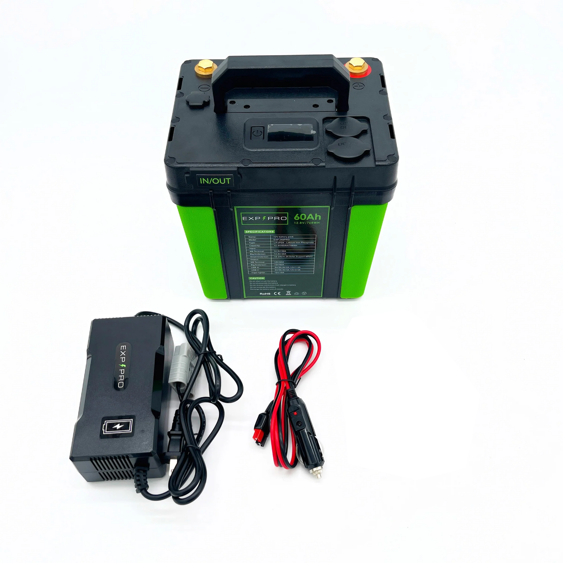 EXP240PRO 768Wh CPAP Battery with DC Cord | Portable, Solar Rechargeable LiFePO4 Battery