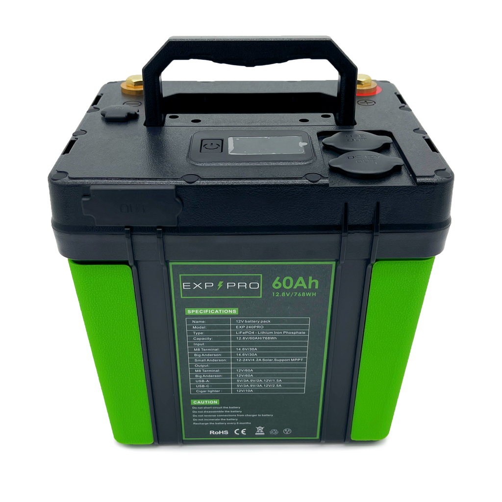 EXP240PRO 786 Wh CPAP Battery + 100 Watt Solar Panel Bundle