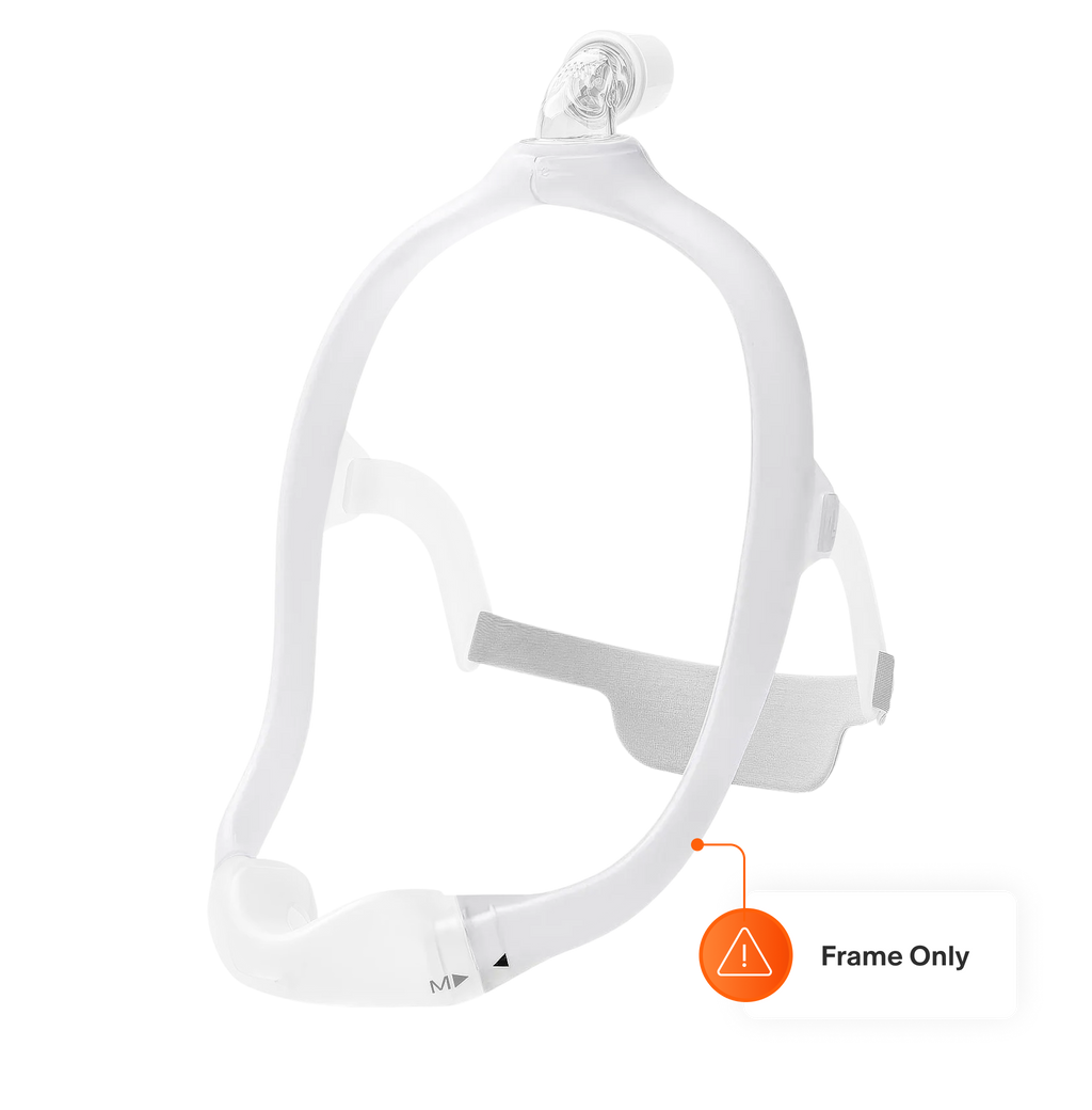 View of ta DreamWear CPAP mask, highlighting that this product includes the only the frame.