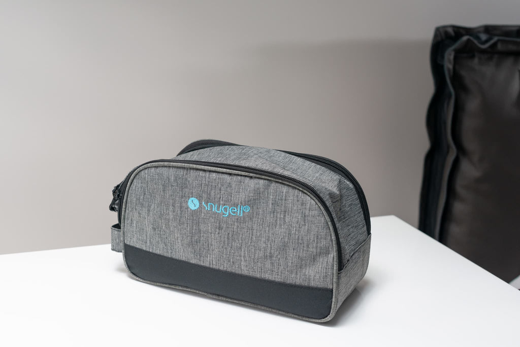 Snugell CPAP Travel Bag in gray, designed for portable and secure storage of CPAP machines and accessories.
