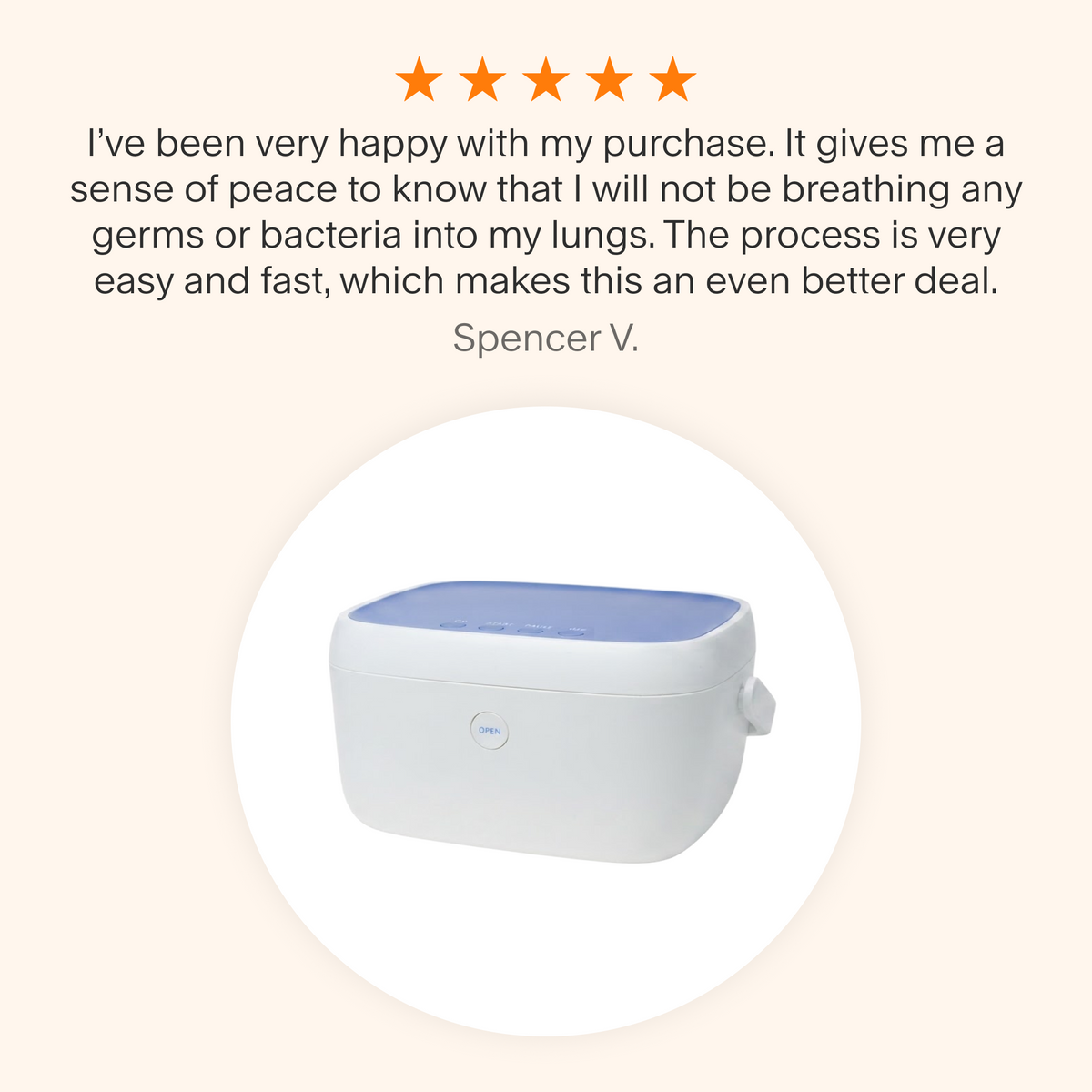 LiViliti Paptizer 360 microbial reduction device, white plastic body with a blue top lid.