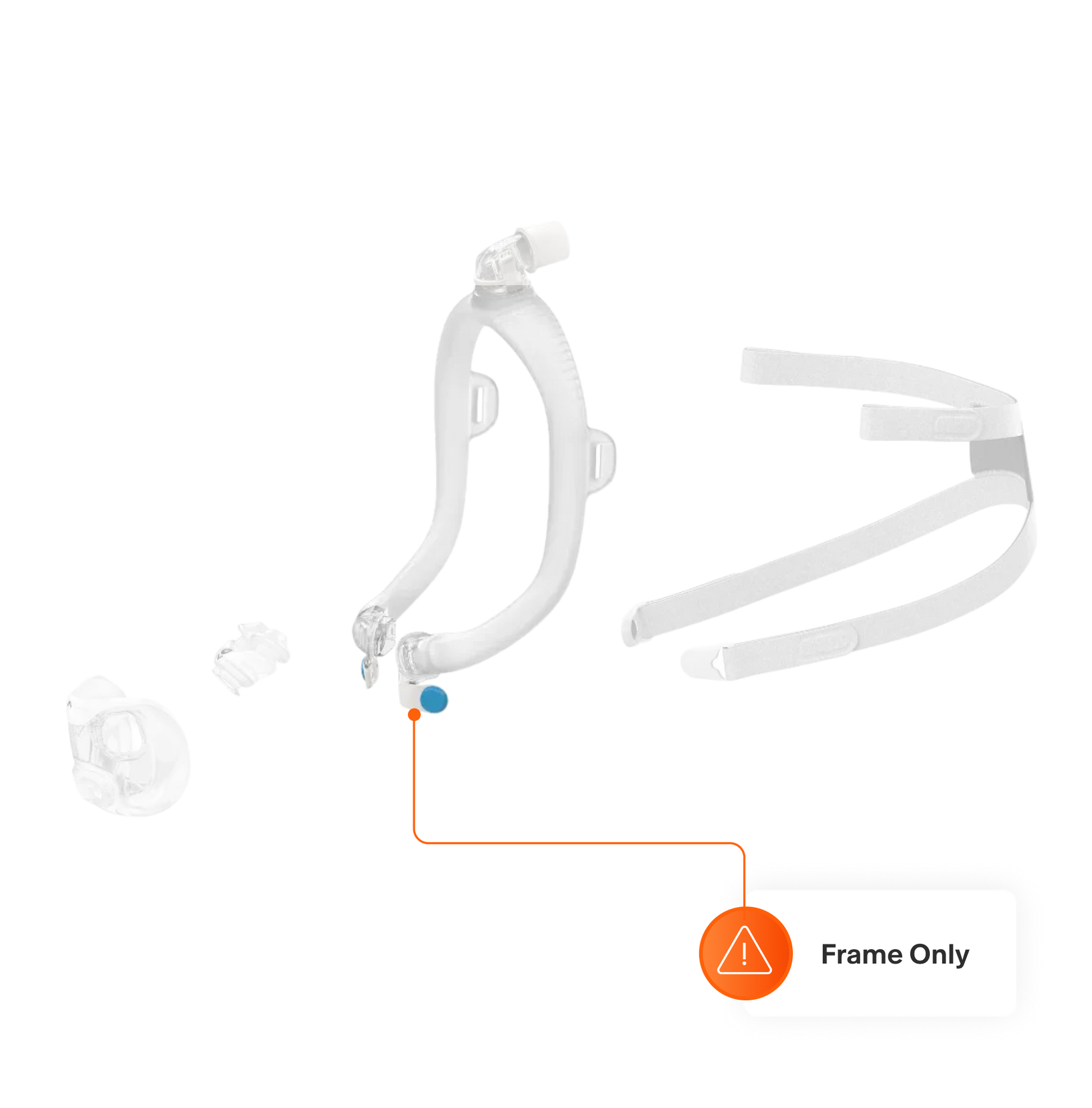 Exploded view of the AirFit F30i, highlighting that this product includes the only the frame.