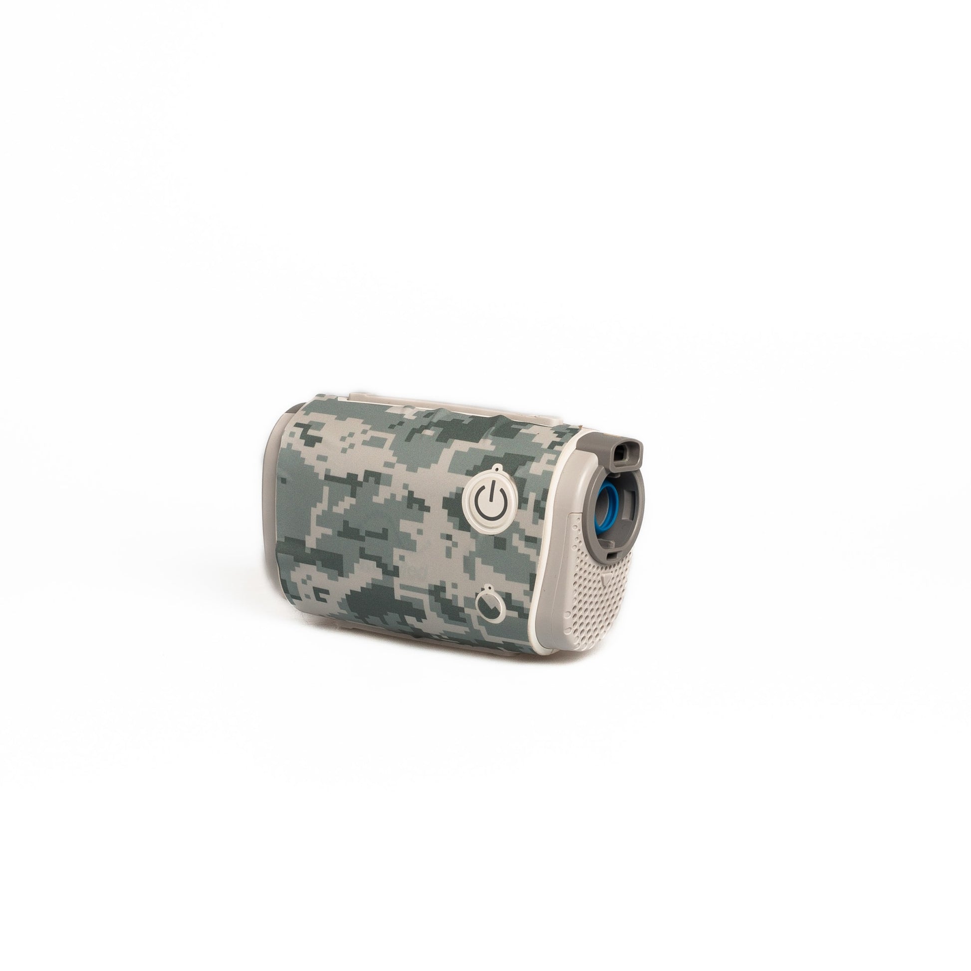 An AirMini Travel CPAP machine with a Snugell camouflage skin, designed for a rugged and adventurous style. The digital camo pattern blends seamlessly, making it perfect for outdoor enthusiasts seeking a discreet yet stylish look.