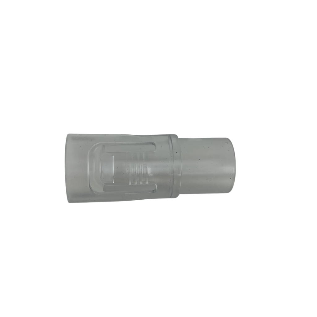 sleeping.com Universal CPAP Hose Connector, translucent plastic, side profile view
