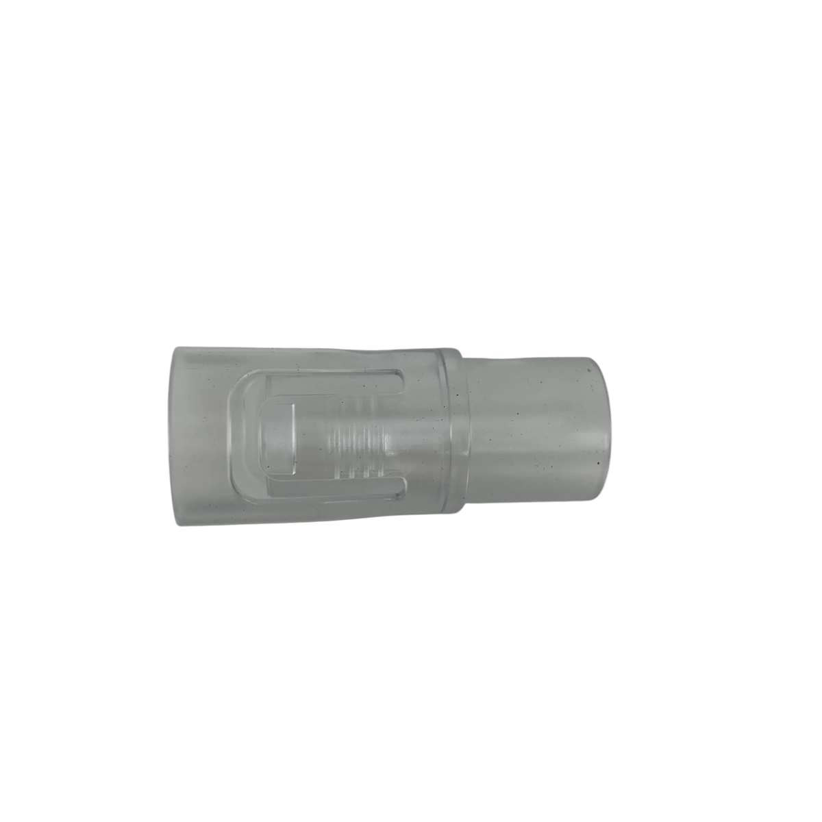 sleeping.com Universal CPAP Hose Connector, translucent plastic, side profile view