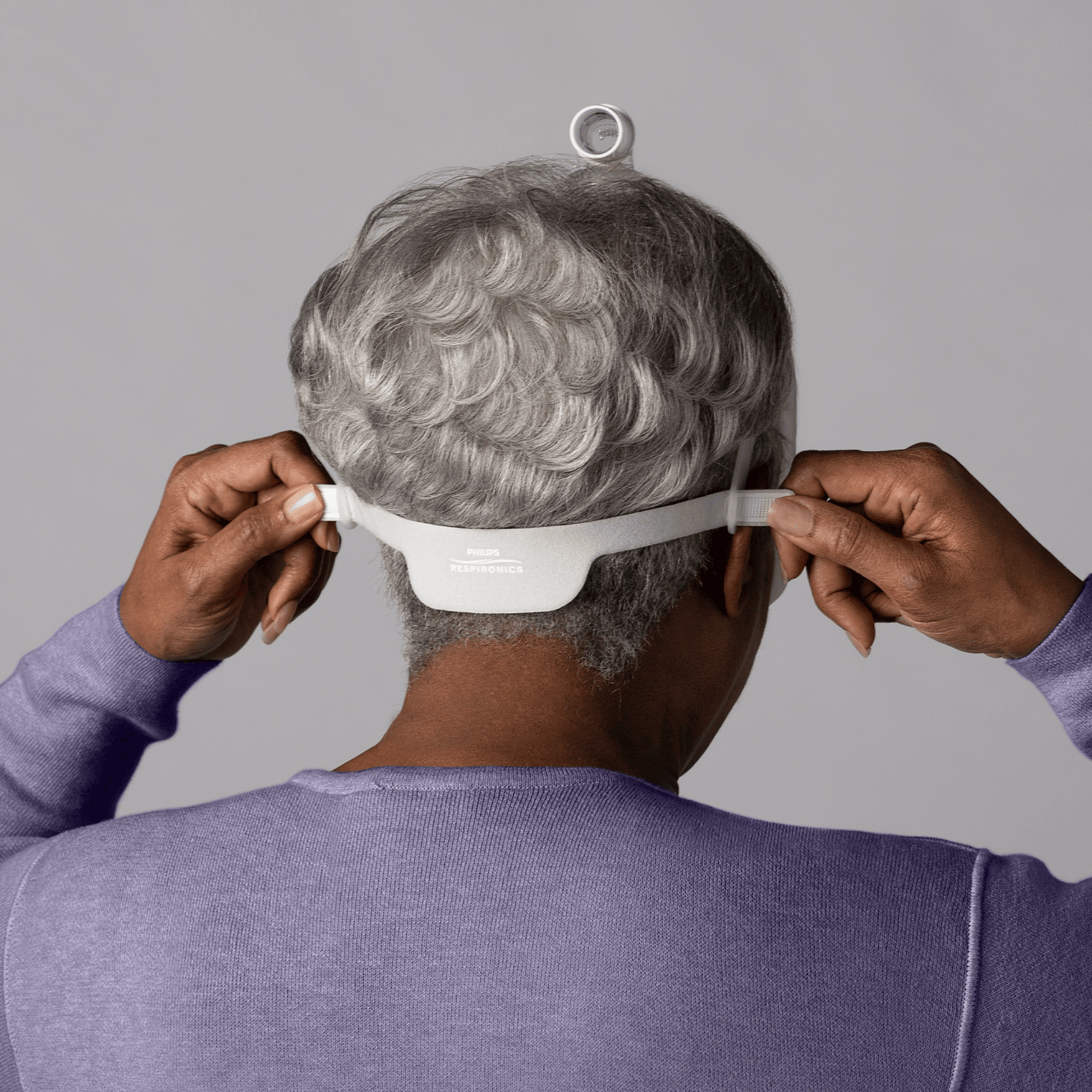 rear view of the back headgear strap of the dreamwear nasal pillow cpap mask