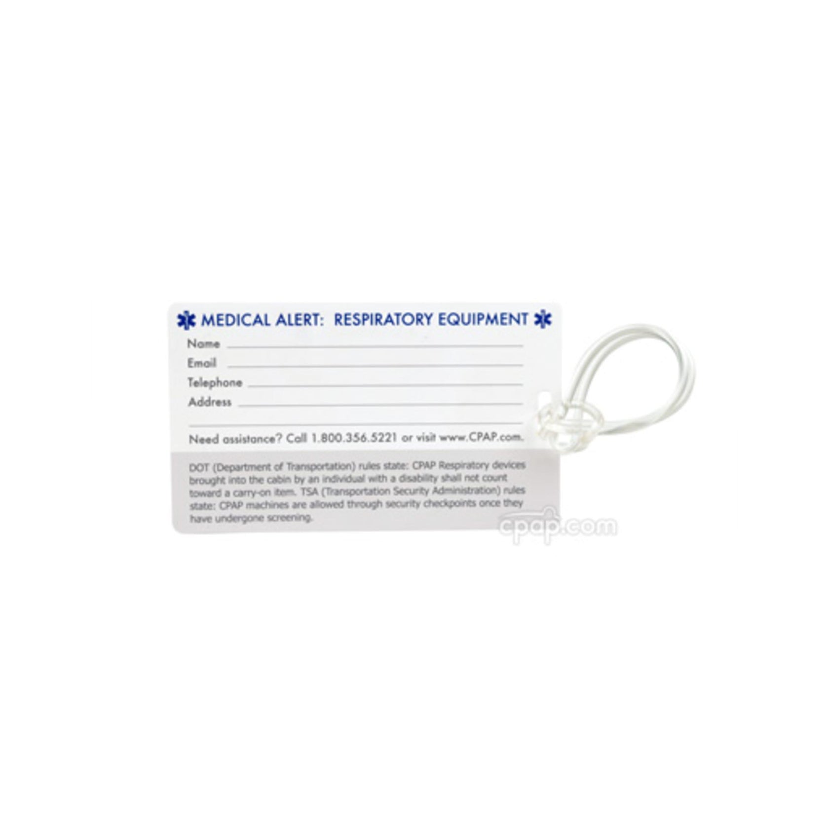 CPAP.com Medical Identification Luggage Tag for CPAP Equipment - cpap.com