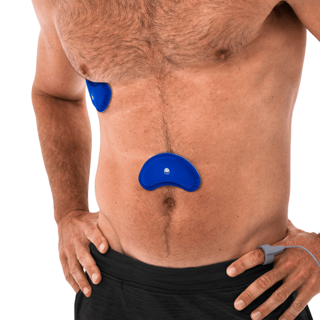 Man wearing Wesper home sleep testing kit.