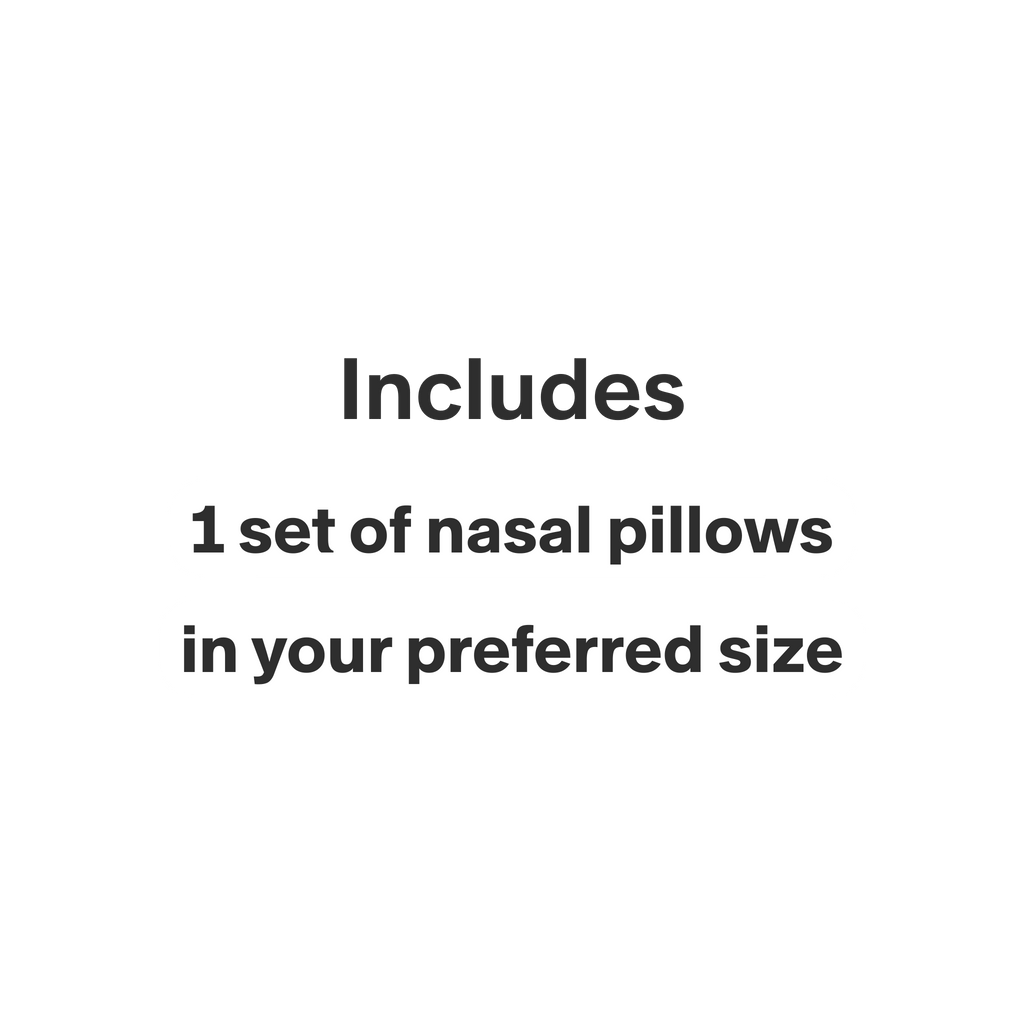 graphic calling out that this purchase only includes 1 set of nasal pillows for the selected mask in your chosen size