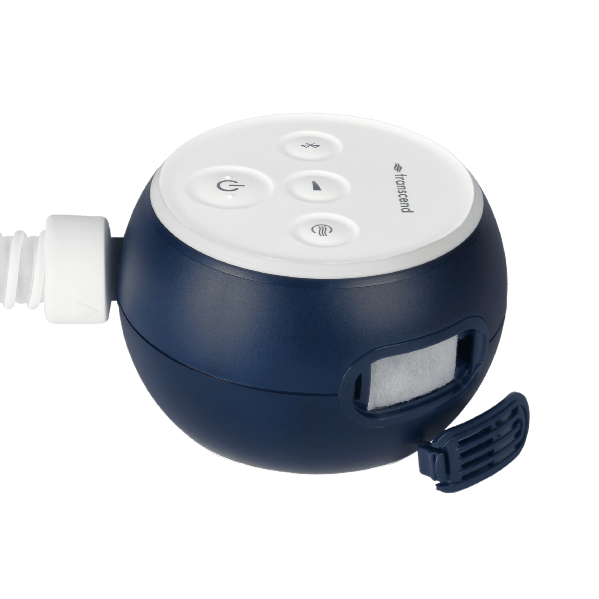 midnight blue micro 510 shown with filter door removed showing pre-installed woven filter.