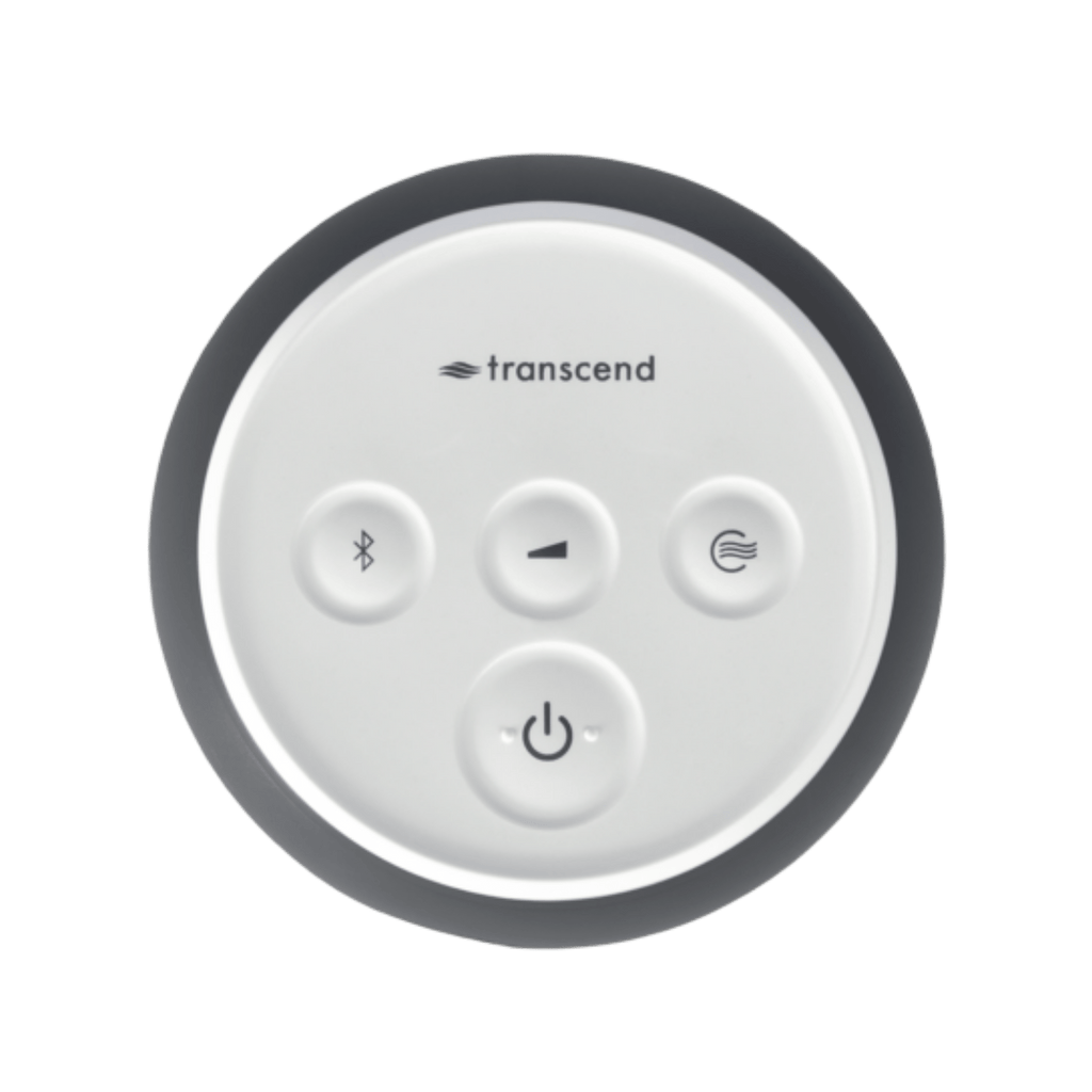 overhead view of transcend micro 510 in graphite gray showing bluetooth, ramp, drying, and power buttons.
