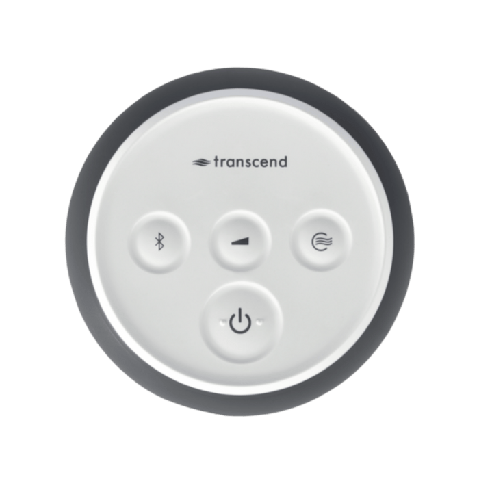 overhead view of transcend micro 510 in graphite gray showing bluetooth, ramp, drying, and power buttons.