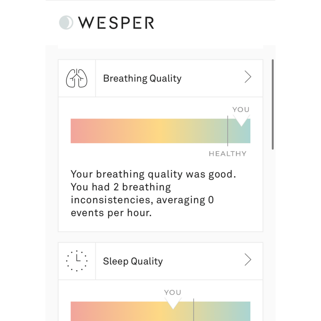Wesper app screenshot of results review